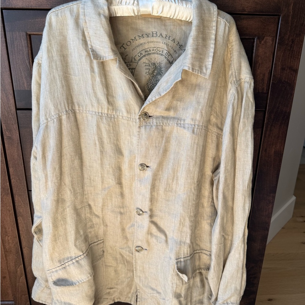 Tommy Bahama Lightweight Linen Shirt Jacket in Natural Beige